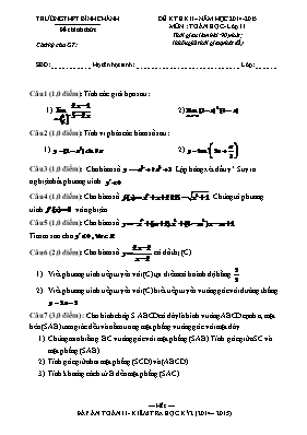 Đề kt học kì II môn Toán học - Lớp 11